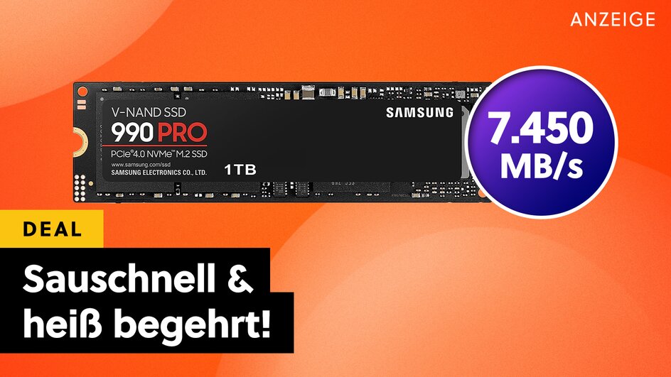 Teaserbild für Die schnellste und beste 2TB SSD, die noch bezahlbar ist: Die Samsung 990 Pro ist heiß begehrt und im Amazon-Angebot