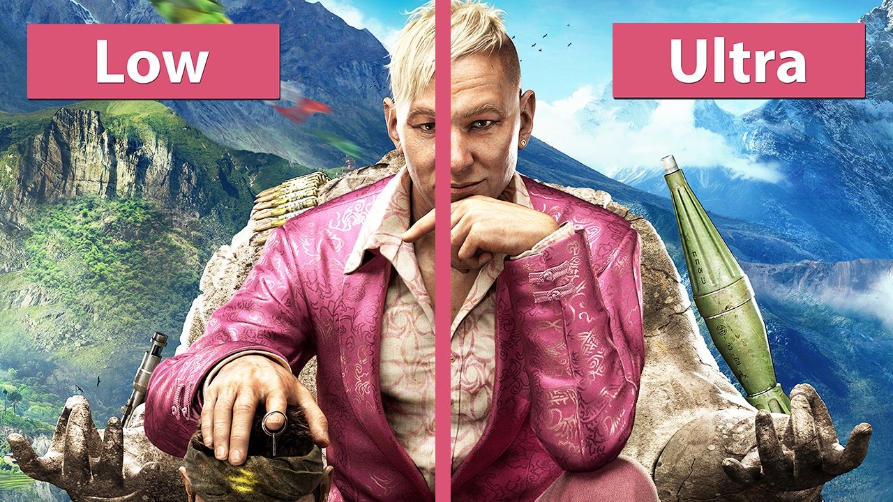Far Cry 4 - Grafikvergleich: niedrige gegen hohe Grafikeinstellungen auf dem PC