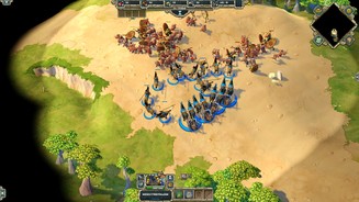 Age of Empires OnlineJe mehr Einheiten wir in die Schlacht werfen, desto unübersichtlicher wird’s. Eine höhere Zoom-Stufe würde helfen.
