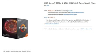 AMD Ryzen 3700X Amazon (Bildquelle: AmazonHeise)