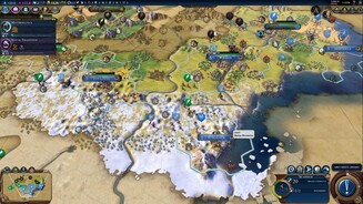 Civilization 6Unser französisches Imperium breitet sich langsam aus. Links nahen die Chinesen heran, oben buhlen wir um die Gunst mehrerer Stadtstaaten.