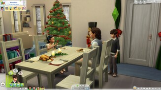 Die Sims 4: JahreszeitenEin Festmahl wartet vor der großen Bescherung an Weihnachten.
