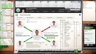 Fussball Manager 13Die Psycho-Spielchen mit der neuen Team-Dynamik klingen in der Theorie spannend, nerven in der Praxis aber mit viel zu wenigen Einflussmöglichkeiten.