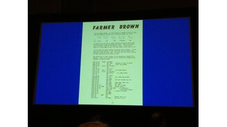 GDC 2011 VorträgeDas Assembler-Listing von Chris Crawfords erstem Spiel Farmer Brown, einzugeben mittels Lochkarten.