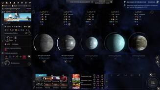 Endless Space 2Systemverbesserungen, Terraforming und Verwaltung finden wir in der Systemansicht.