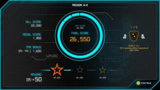 Halo: Spartan Assault - Screenshots aus der Steam-VersionNach jeder Mission wird abgerechnet, für besondere Erfolge (Double Kill) gibt es extra Erfahrungspunkte.
