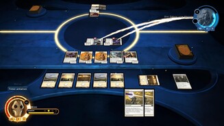 Magic 2014 - Duels of the PlaneswalkersDas weiße Deck setzt auf kleine Kreaturen (11), um eine komfortable Verteidigungslinie aufzuziehen. Dickere Dinger (greifen oben gerade an) geben dem Gegenüber den Rest.