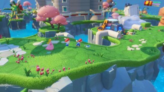 Mario + Rabbids: Kingdom BattleDer Pilz-Palast dient als Hub-Welt. Hier habt ihr Zugang zu den vier Welten sowie unter anderem zum Fitnesscenter (Koop) und zum Museum (Collectible-Sammlung).