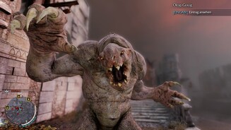 Mittelerde: Mordors Schatten - PC-ScreenshotsDie riesigen Trolle laufen durch die offene Spielwelt und schlagen uns binnen Sekunden zu Brei.