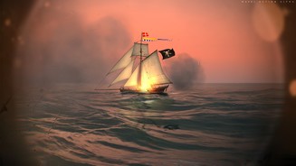 Naval Action Durch das Fernglas sehen wir, dass der Pirat mit Gegenfeuer antwortet.