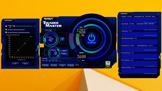 Ähnlich wie MSI und Zotac stellt auch Palit ein eigenes Übertaktungs-Tool zum Download bereit. Das ThunderMaster-Programm liefert Informationen zu Taktraten, Temperaturen und Spannungen. Außerdem lassen sich die Frequenzen damit leicht anpassen.