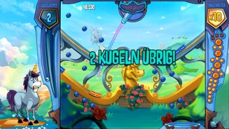 Peggle 2Befinden sich im Kugeldepot nur noch wenige Kugeln, bemerkt Bjorn die Gefahr und verzieht sein Maul.