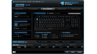 In der Pro-Variante können Sie bei der Roccat Ryos MK Pro auch die Beleuchtung für jede Taste separat regeln. Zusätzliche Effekte für alle Tasten wie der Fußspuren-Effekt lassen sich ebenfalls einstellen.