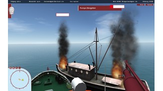 Schiff-Simulator: Die SeenotretterFeuer frei für die Löschkanonen: Auch mitten im Wasser kann mal was anbrennen.