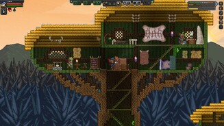 StarboundDie Kultur der Floran ist ... anders. Die blumigen Leute hier wohnen unter anderem in Baumhäusern.