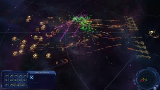 StarDrive 2In dieser Raumschlacht attackiert der Gegner mit Raketensalven. Zum Glück haben unsere Schiffe Flakgeschütze.