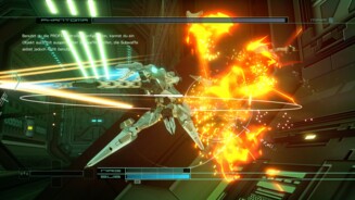 Zone of the Enders: The 2nd Runner MARS - Screenshots aus dem Remaster für PC und PS4 - Und Zack! Da hat es mit dem Laserschwert den Raptor zerteilt. Bei einzelnen Gegnern geht das Spiel oft in diese Seitenansicht.