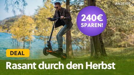 Teaserbild für Heizt mit diesem vollgefederten, geländegängigen E-Scooter im Amazon-Angebot wie wild über Stock und Stein