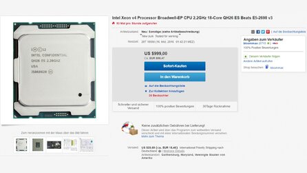 18-Kern-CPU von Intel auf Ebay - Broadwell-Xeon für 999 US-Dollar