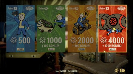 Echtgeld-Preise im Fallout 76 Atomic-Shop - Und so viel Gratis-Atome gibts pro Woche
