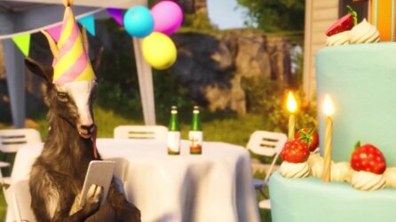 Goat Simulator wird zehn Jahre alt und feiert im Trailer eine sehr seltsame Geburtstagsparty
