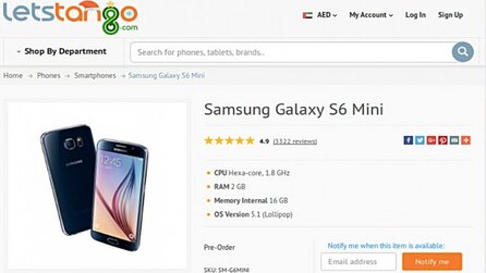 Samsung Galaxy S6 Mini - Technische Daten auf Händlerwebseite