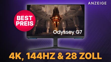 Samsung Odyssey G7: 28 Zoll Gaming Monitor mit UHD 4K und 144Hz jetzt zum Tiefstpreis bei Amazon
