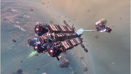 Teaserbild für In der neuen Weltraum-Sim Starminer könnt ihr gigantische Kampfschiffe zusammenschrauben