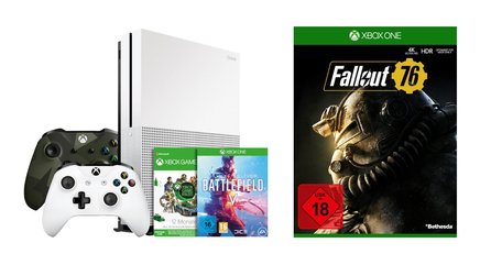 Xbox One S 1TB mit Battlefield V, Game Pass, Fallout 76 nur 231€ - Konsolen Sparpaket bei MediaMarkt [Anzeige]