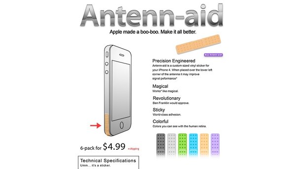 Erinnern sie sich noch an »Antennagate«, die Empfangsprobleme des iPhone 4 und dem legendären Spruch von Steve Jobs »Youre holding it wrong«? Antenna-aid macht sich darüber lustig.