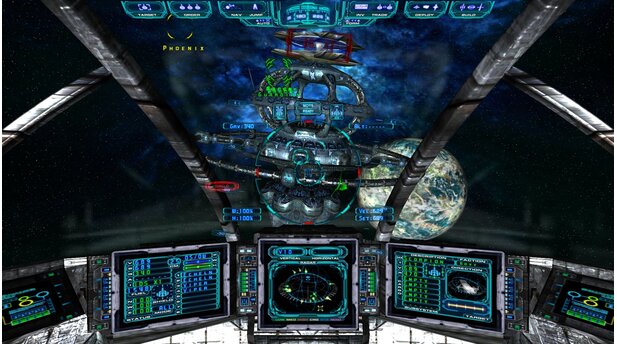 Evochron Mercenary„Solar Alpha“, die Haupthandelsstation und eines der Zentren des Evochron-Universums. Die roten Markierungen weisen den Weg zur Docking Station.