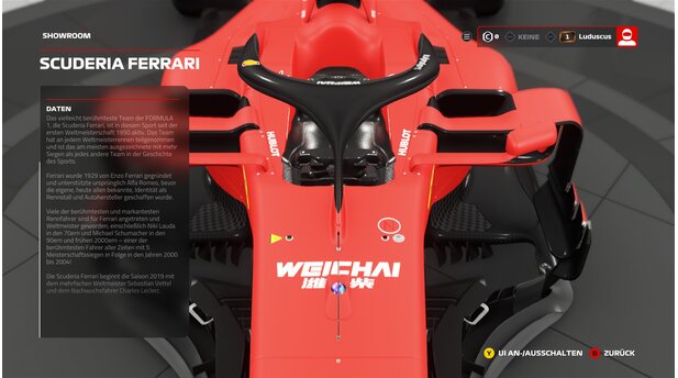 F1 2019Im neuen Showroom schaut ihr die Wagen im Detail an und erfahrt dazu interessante Infos.