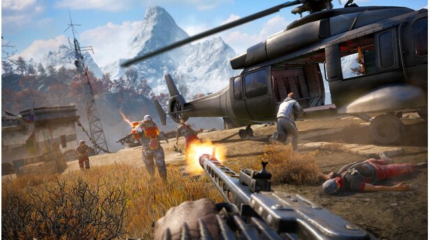 Far Cry 4 Bevor der Heli abhebt, müssen wir ihn (und uns) zehn Minuten lang verteidigen.