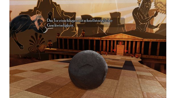 Rock of AgesIn der ersten Mission erklärt uns Sisyphus die Spielregeln. Im Hintergrund: Der Titan Kronos.