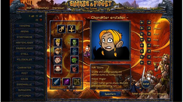 Shakes + Fidget - The GameAbgespeckt, aber klar zu erkennen: Schon die Charaktererstellung nimmt World of Warcraft auf die Schaufel.