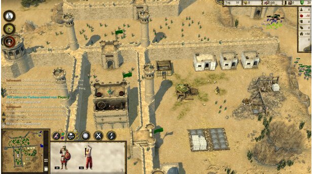 Stronghold Crusader 2Kampagnenmission: Mit einer vorgegebenen Armee aus Saladins Truppen (rechts oben) müssen wir uns durch eine riesige Burg kämpfen. Unser Ziel: ein abtrünniger Kalif (Bildmitte, auf dem Turm).