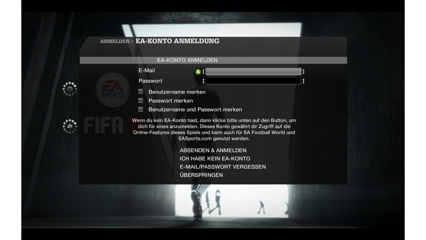 Fifa 11 - Multiplayer-Test... ein Benutzerkonto beim Online-Dienst von Electronic Arts anlegen und uns damit im Spiel anmelden. Danach registrieren wir ...