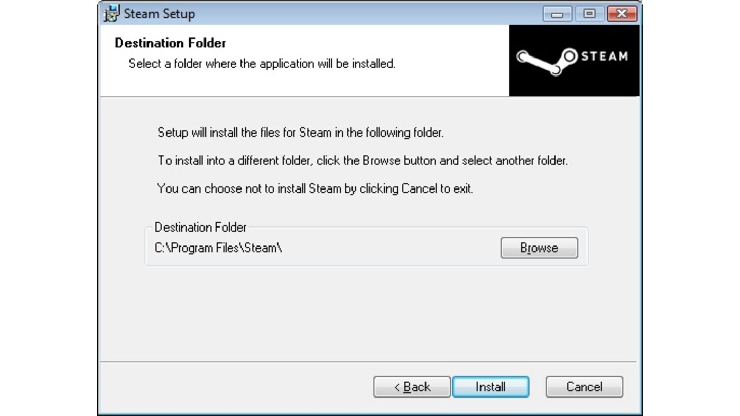 7. Legen Sie jetzt den Installationspfad für Steam an. Steam wird alle Spiele die Sie herunterladen oder aktivieren in diesem Verzeichnis speichern. Denken Sie also daran eine Partition mit ausreichend Speicherplatz zu wählen.