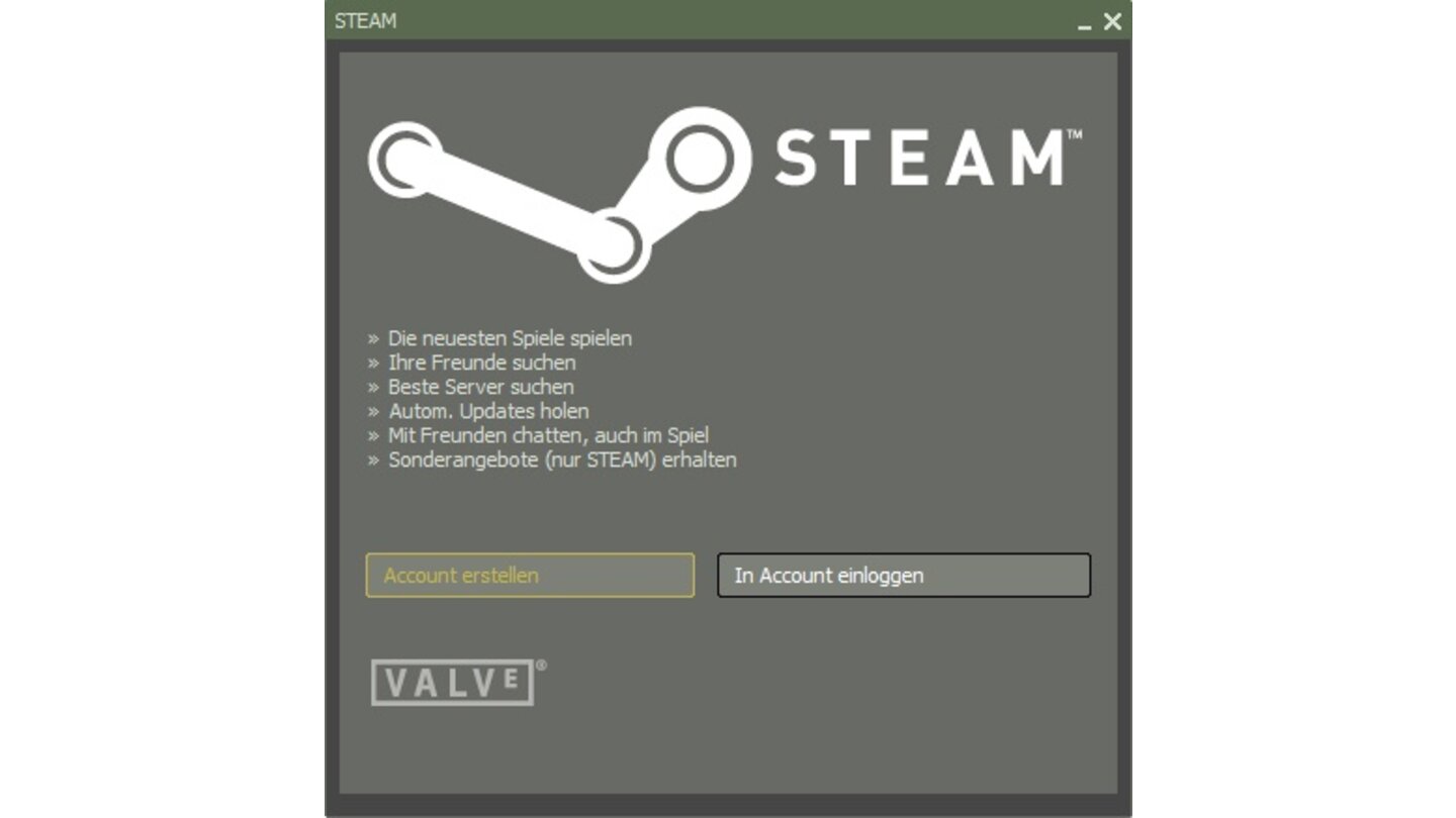 10. Haben Sie bereits einen Steam-Account, können Sie diesen Schritt überspringen und bei Schritt 17 weitermachen. Klicken Sie andernfalls auf die Schaltfläche »Account erstellen«.