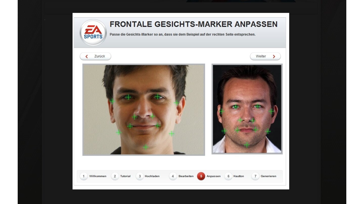 Fifa 11 - Multiplayer-Test... ein Foto hochladen und mit Punktmarkierungen versehen zu können. Neben der Frontalansicht ...