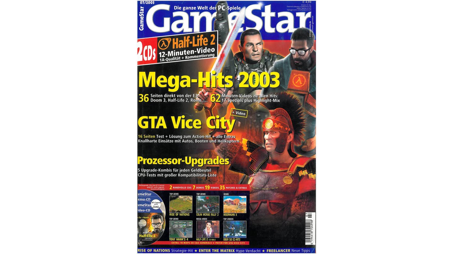 GameStar 7/2003E3-Megahits-Titelstory und Previews zu Half-Life 2, Deus Ex 2, Doom 3, Halo, Die Sims 2, Sacred und Rome. Außerdem: Rise of Nation, Colin McRae Rally 3, GTA Vice City, und Enter the Matrix im Test und Raubkopien-2003-Report Teil 3.