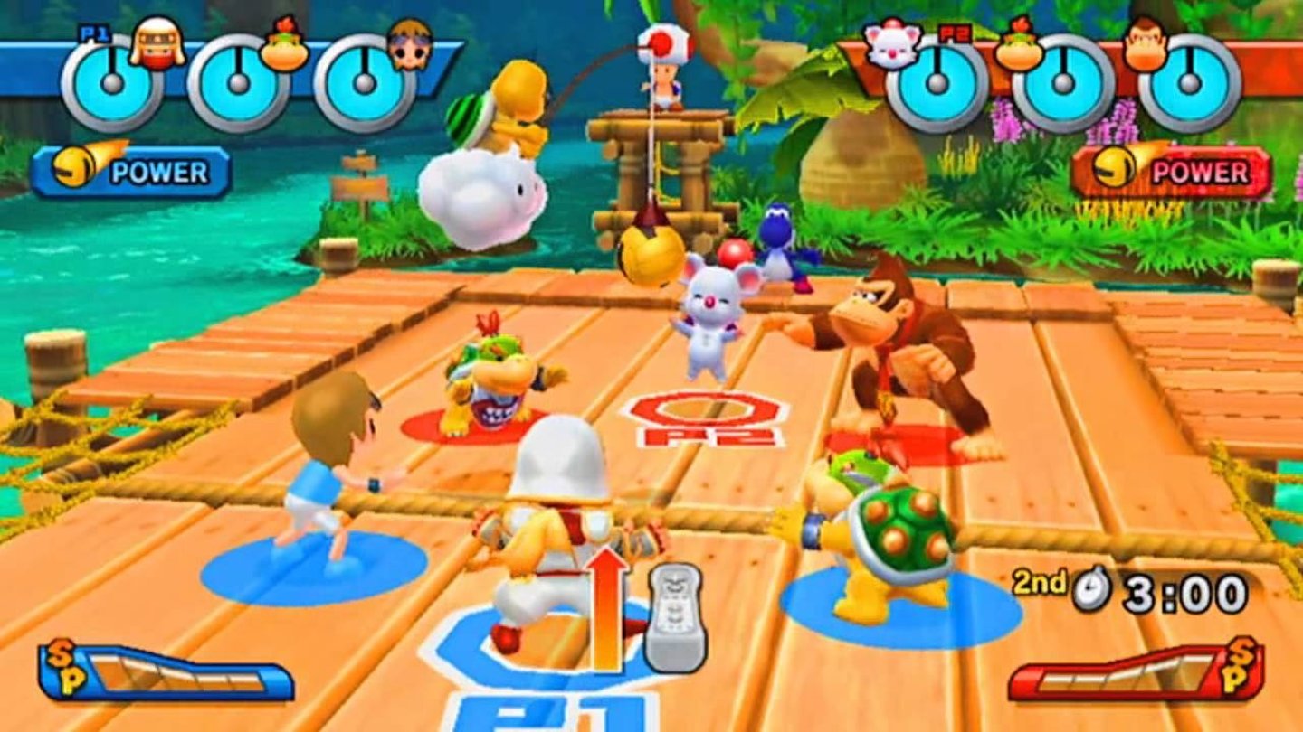 Mario Sports Mix (2010)Der Mario Sports Mix fügt Marios Repertoire noch vier weitere Sportarten hinzu: Hockey, Basketball, Dodgeball und Volleyball. Statt Sonic sind nun aber Final-Fantasy-Charaktere mit von der Partie. Auch Slime darf als kleines Dragon-Quest-Maskottchen mitmischen.