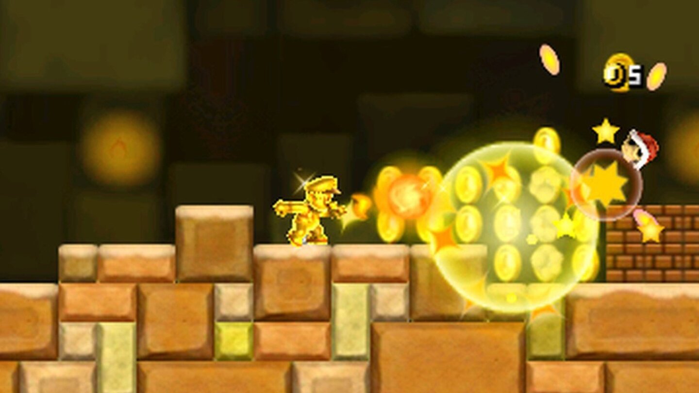 New Super Mario Bros. 2 (2012)Der Nachfolger zu New Super Mario Bros. ist ein 2D-Sidescroller auf dem 3DS. Das Spiel basiert lose auf Super Mario Bros 3. und nimmt deshalb auch den puschelschwänzigen Waschbär-Mario, das Power Meter und die Koopalinge wieder auf. Das Hauptziel des Spiels ist eine Millionen Goldmünzen zu sammeln, ideal für Hobbyschatzjäger!