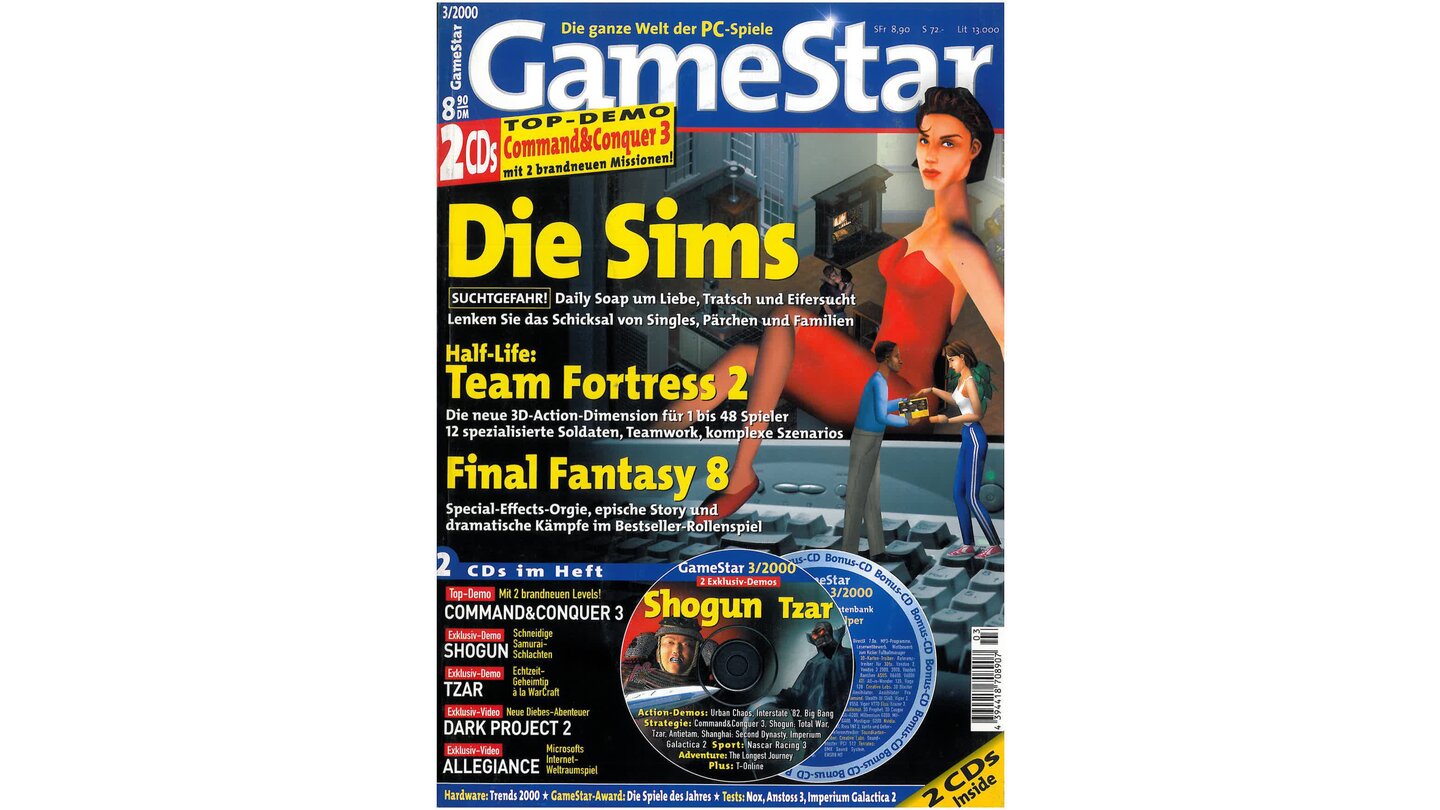 GameStar 3/2000Die Sims-Titelstory, Previews zu Warcraft 3, Half Life: Team Fortress 2, Black & White und Jagged Alliance 2: Unfinished Business. Außerdem: Asterix und Obelix, Final Fantasy 8, Imperium Galactica 2 und Anstoss 3 im Test . Report über denGameStar Award 1999.