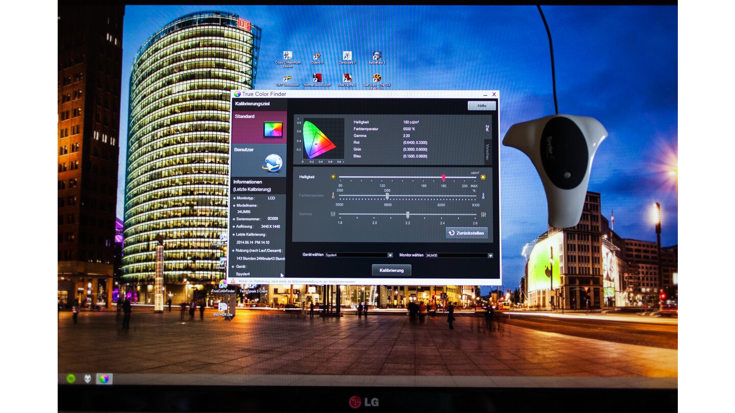 Eine Hardwarekalibrierung des LG 34UM95-P kann schnell und einfach mit der mitgelieferten Software „True Color Finder“ durchgeführt werden.