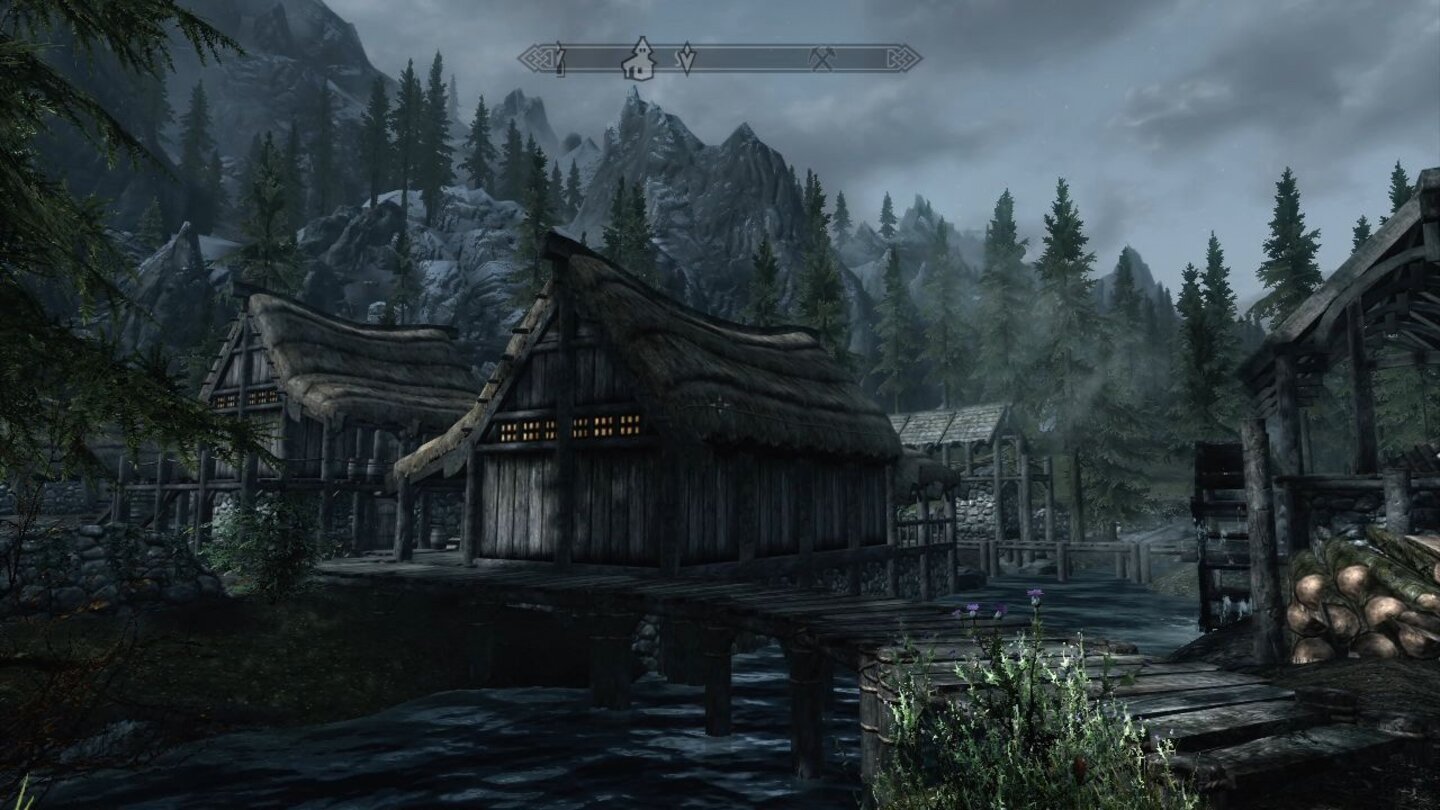The Elder Scrolls 5: Skyrim - Städte: Flusswald (Riverwood)Riverwood ist eine der ersten Städte die ihr mit eurem Helden bereist. Umgeben von Flüssen und üppigen Wäldern findet ihr in der Holzfällerstadt ideale Vorraussetzungen für euren Start ins Abenteuer.