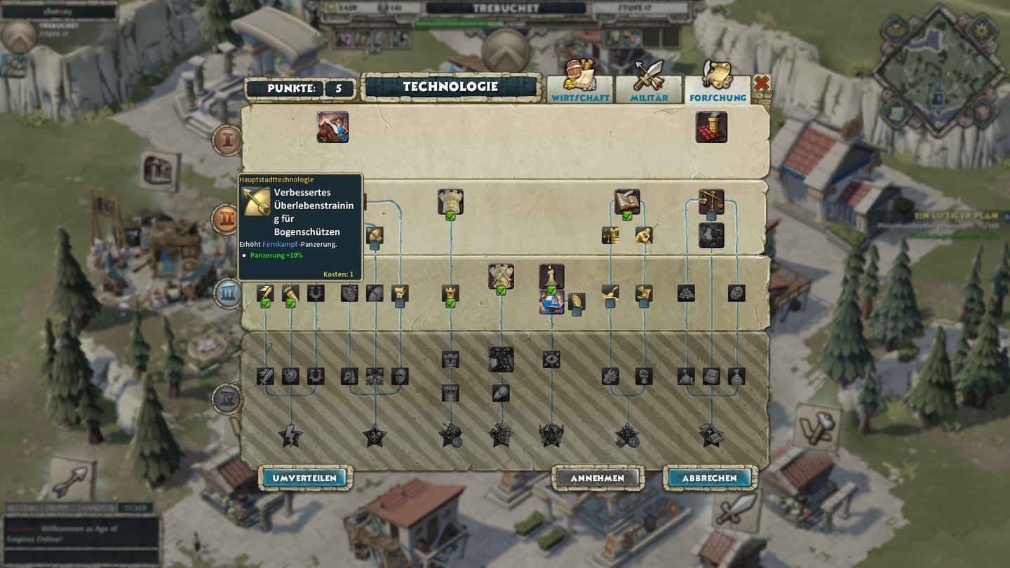 Age of Empires OnlineIm Palast schalten wir mit Technologie-Punkten neue Gebäude, Einheiten und Boni frei.