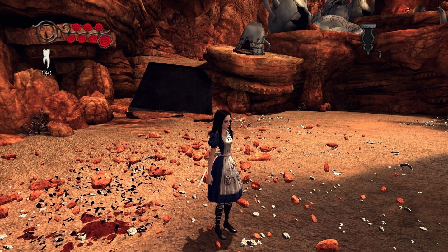 Ohne PhysX würden sämtliche Splitter und Steine in dieser Szene von Alice: Madness Returns fehlen. Dank GPU-beschleunigter Physik von Nvidia ist der Boden aber mit allerhand Gegenständen bedeckt, die auf ihre Umgebung reagieren.