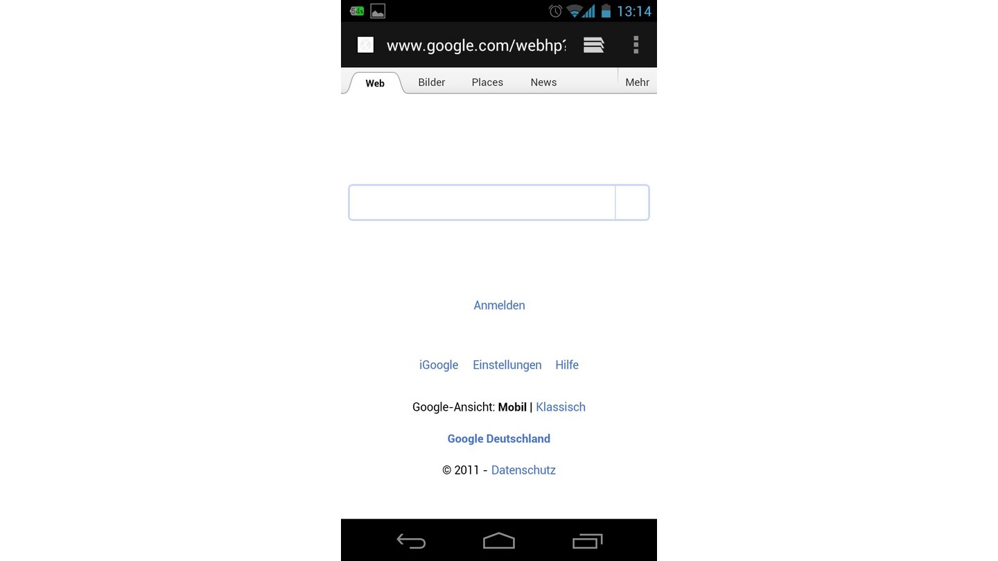 Der flinke Browser öffnet in den Werkseinstellungen eine mobile Version der Google-Suche als Startseite.