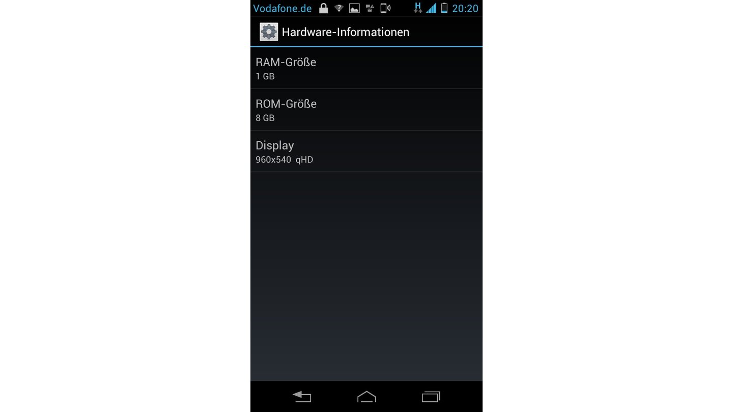 Android auf dem Razr i - Hardware Info